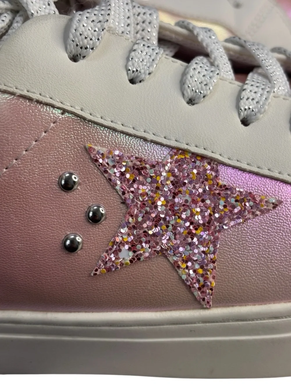 Hey Girl By Corkys Supernova Sneakers Pink Metallic Glitter Stars Women Size 8 - Picture 5 of 10